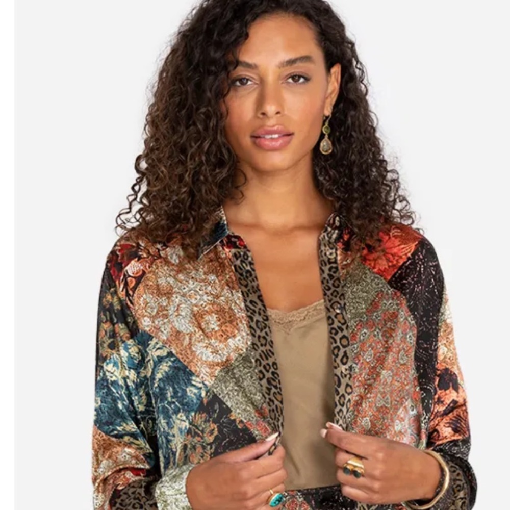 Johnny Was Patchwork Shirt - Velvet/Silk - Picture 4 of 11